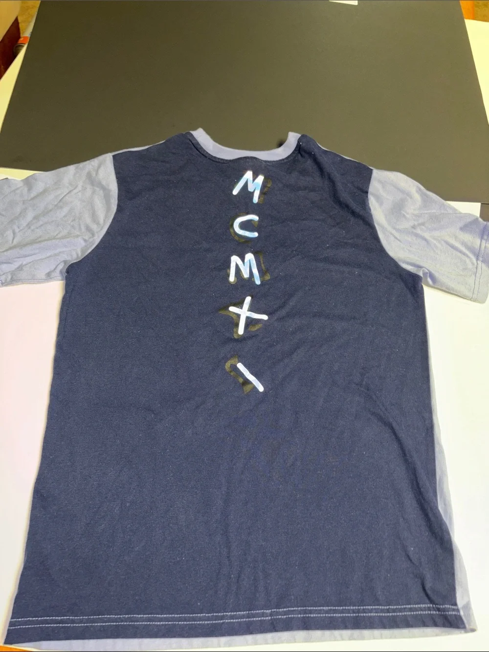 Y2K Fila Light Blue/ Navy 2 toned Crewneck Sweatshirt with Navy Trim